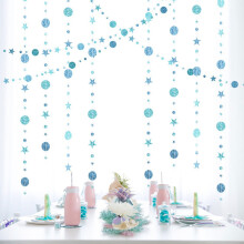 Tropical Leaf Garland Star Circle Teal 10ft