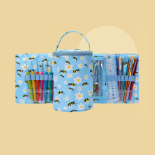 Yarn Storage Bag Blue Crochet Tote with Zipper and Grommet