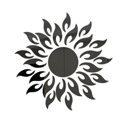 3D Sun Mirror Wall Sticker Acrylic Home Decor Black 2