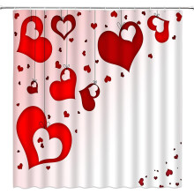 Valentine's Day shower curtain red heart design 70" W x 70"