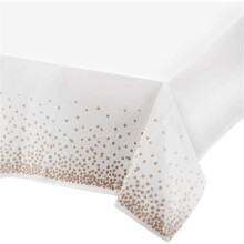 Plastic Rose Gold Dot Tablecloth 54x108 Inch 10 Pack
