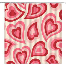 Valentine's Day Shower Curtain Red Pink Heart 70" W x 84" H