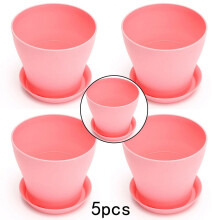 Flower Pots Gloss Resin Decorative 5PCS Pink