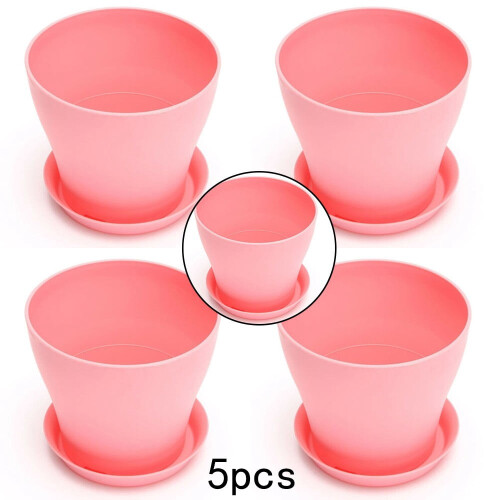 Flower Pots Gloss Resin Decorative 5PCS Pink
