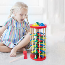 Wooden Pound and Roll Tower Toy for Toddlers