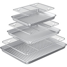 Stainless Steel Baking Sheet with Rack Set 2 Pans 2 Racks