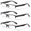 Reading Glasses Rectangular Half Rim +2.00 3 Pairs 1