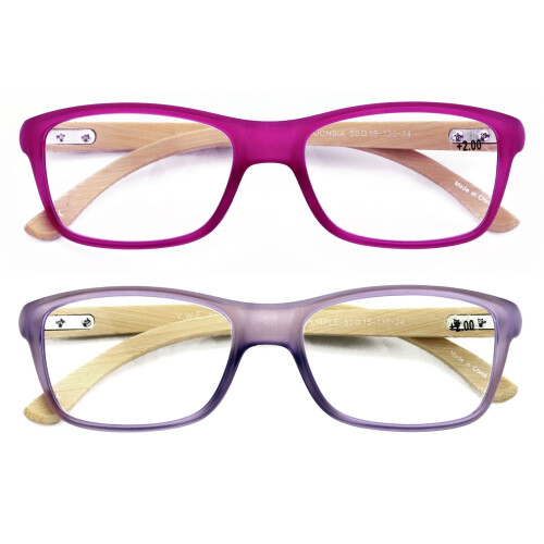Bamboo Women Reading Glasses +2.00 2 Pairs