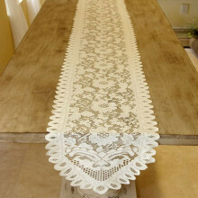 White lace table runner 13 x 76 inches farmhouse vintage