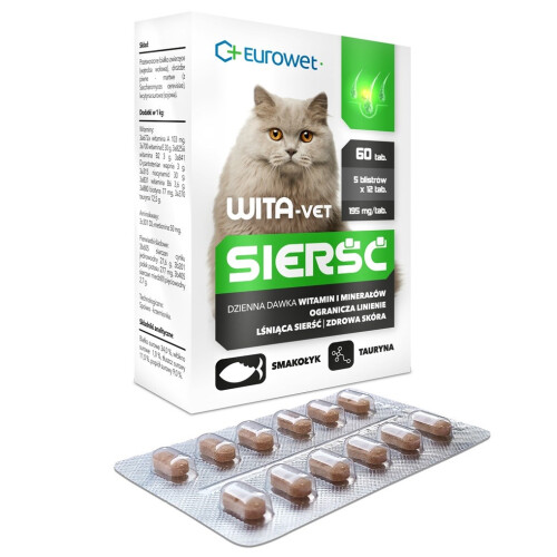 EUROWET Wita-Vet Coat - supplements for cats - 60 tablets 1