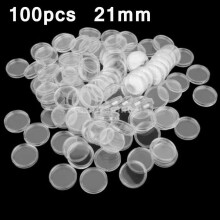Coin Holder Capsules Clear Round 21mm 100 pcs