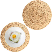 Round woven placemats water hyacinth 2 pcs 14 inch