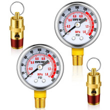 Air Compressor Safety Valve and Gauge Set 4 pcs 0-200 PSI
