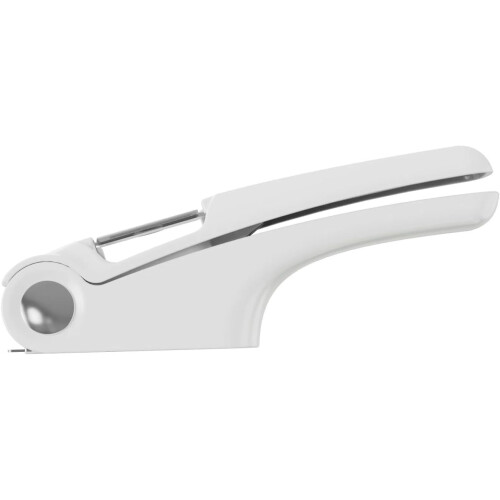 Garlic press manual operation with garlic clove