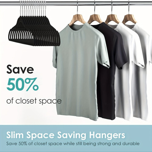 Non-Slip Felt Hangers with Swivel Hooks 10-Pack