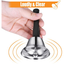 Hand Bell with Wooden Handle Metal Silver