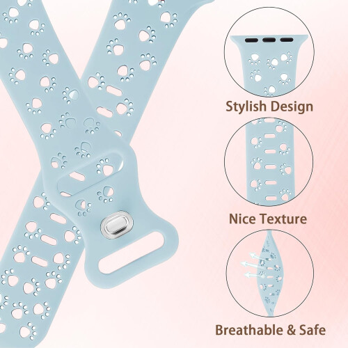 Silikone Apple Watch-rem med hult hundepotedesign, 2-pak 2