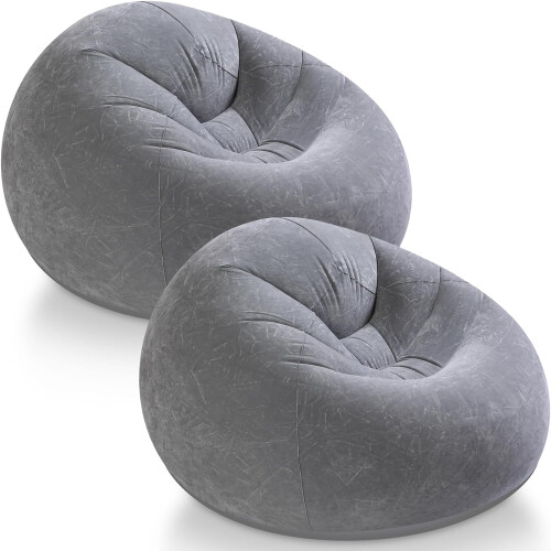 Inflatable Bean Bag Chair for Adults Dark Grey 2 Pcs