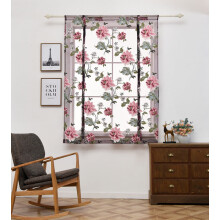 TRIEIY floral sheer voile Roman curtains for kitchen