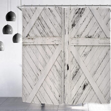 Farmhouse Barn Door Shower Curtain Gray White 12