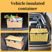 Foldable insulated picnic basket 7.93 gal with metal handle