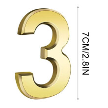 Gold Modern House Numbers 0-9, 3 Inch Metal Signs