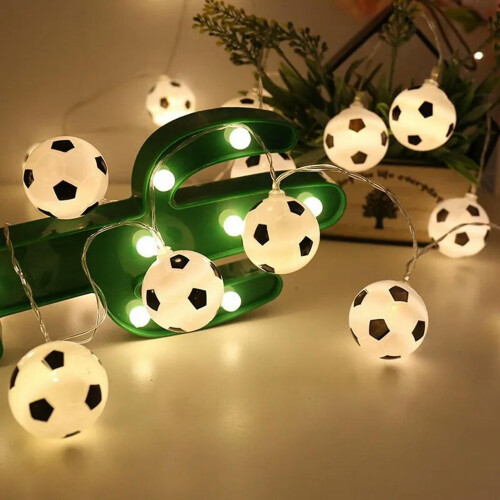 Football-shaped LED string lights white 10-pack