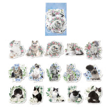 Handbook decal set retro cat flower design 45 pcs