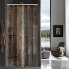 Brown Ombre Shower Curtain Set Abstract Geometric 36x72