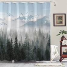 Gray Misty Forest Shower Curtain 72x72 Inches Waterproof