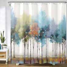Abstract Tree Shower Curtain Teal 72 x 72 Inches
