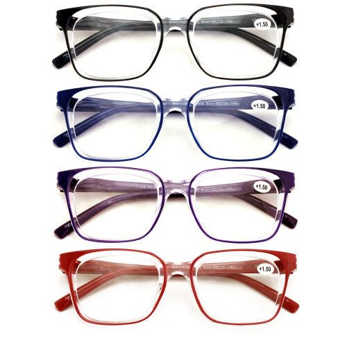 Reading Glasses Transparent Spring Hinge +1.25 4 Pairs
