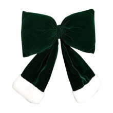 Green Christmas velvet bow 13 x 11 inches