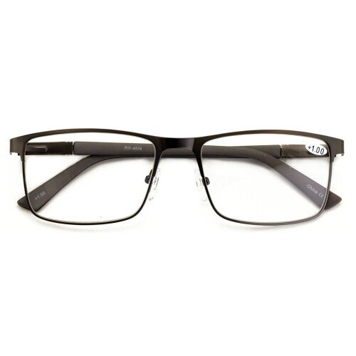 Men's Premium Rectangular Metal Optical Frames 144mm +1.25