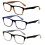 Reading Glasses Rectangular Clear Lens +2.75 3 Pairs 1