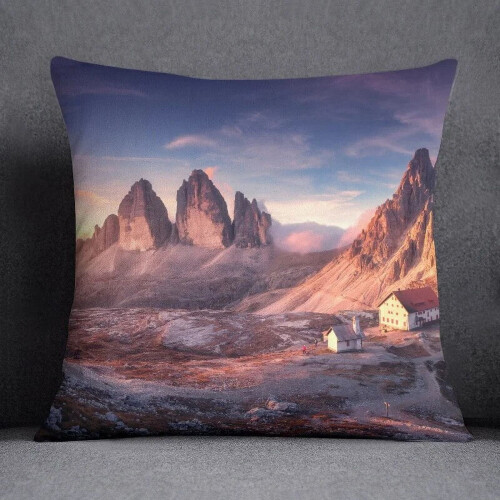 Cotton Linen Pillow Case Snow Sky Pattern 2 pcs