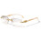 Men's rectangular rimless eyeglasses with clear lenses and 1