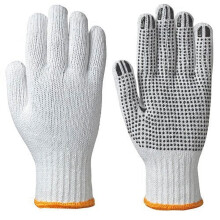 Cotton Polyester PVC Dot Work Gloves White Large 2 Pairs