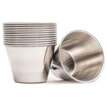 Ramekinuri din oțel inoxidabil, 2,5 oz (12 buc), căni metalice multifuncționale pentru sos, calitate superioară, ideale pentru condimente calde