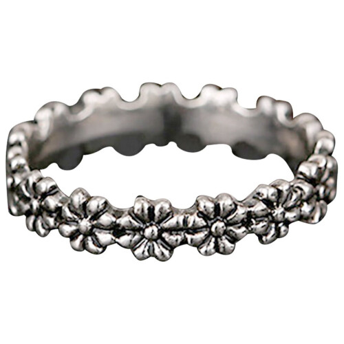 Vintage daisy silver ring small sunflower flower ring