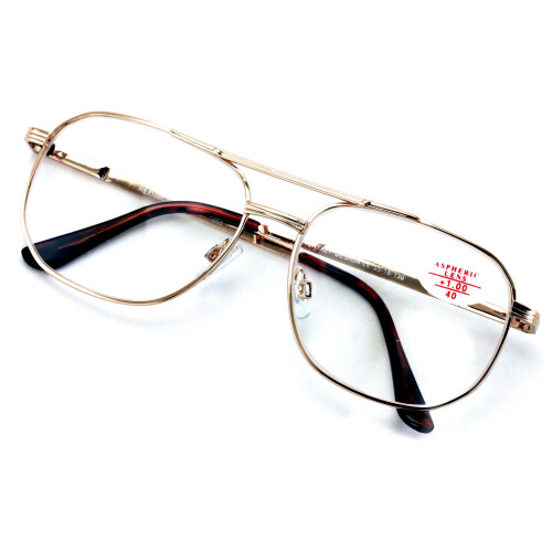 Metal Aviator Reading Glasses +2.75 Spring Hinge Square