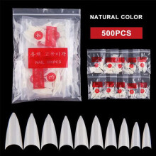 Almond False Nail Tips Curved Half Cover 500 pcs