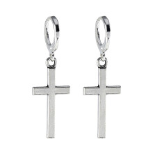 Gold Plated Cross Hoop Earrings for Men Small Lightweight
