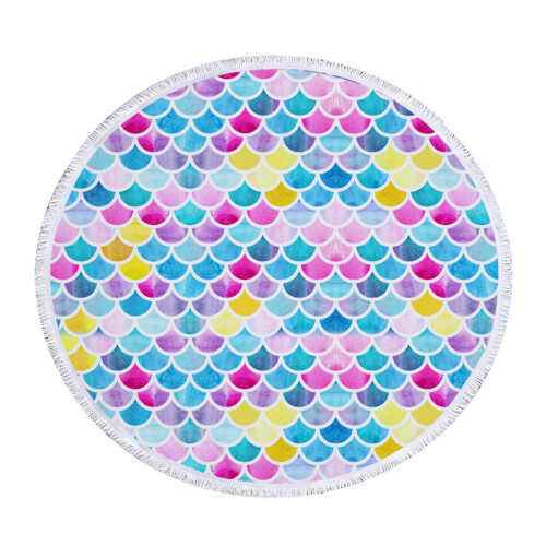 Toalha de praia redonda grande em microfibra estampada (30 x 60 polegadas). 1