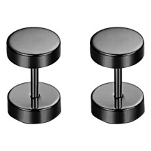 Troglfold Stainless Steel Black Dumbbell Earrings 1 Pair