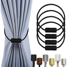 Magnetic Curtain Tiebacks Black 4 Pack