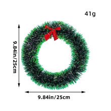 Christmas Wreath Plastic Green 25cm with Red Bow