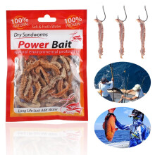 Dry Sandworm Fishing Lure Lifelike Artificial Sea Worm 12pcs