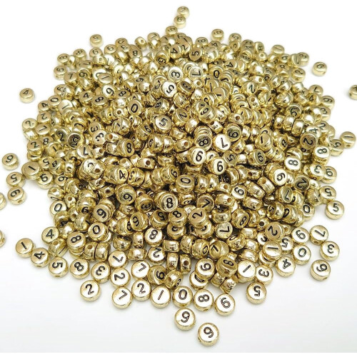 Acrylic Number Beads Old Gold 0-9 500 pcs