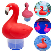 SunyaMood solar chlorine tablet floater with light flamingo